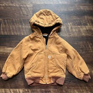 Carhartt duck canvas tan wheat outdoor quilted workwear jacket size 4T kids